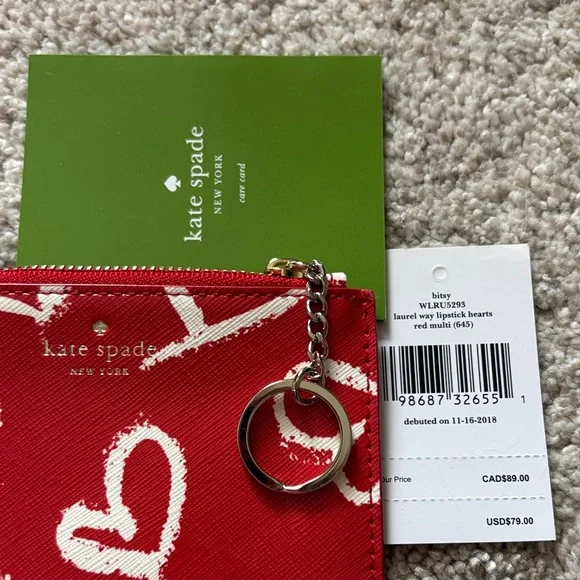 Kate Spade Red and White Heart Pouch - Picture 6 of 7